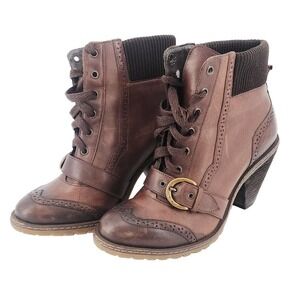 Women's Brown Leather Anthropology Schuler & Sons 3" heel US size 5.5-6, size 36